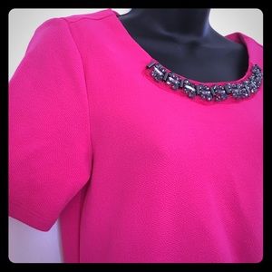 Hot Pink stretchy dress with gemstone neckband